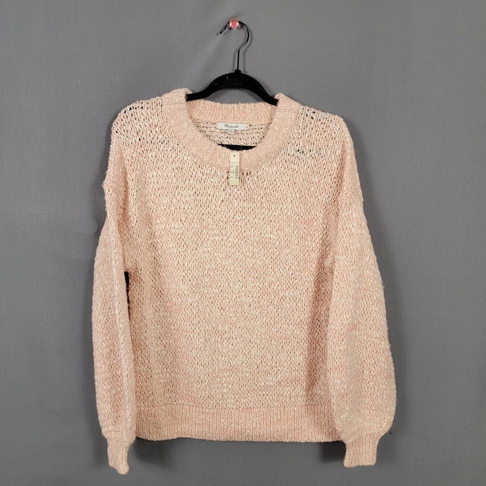 Madewell Sweater Women’s XS Blush Textured Knit Alpaca Wool Pullover Crew NWT